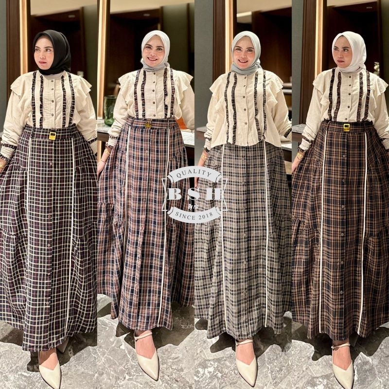 setelan rok linen premium