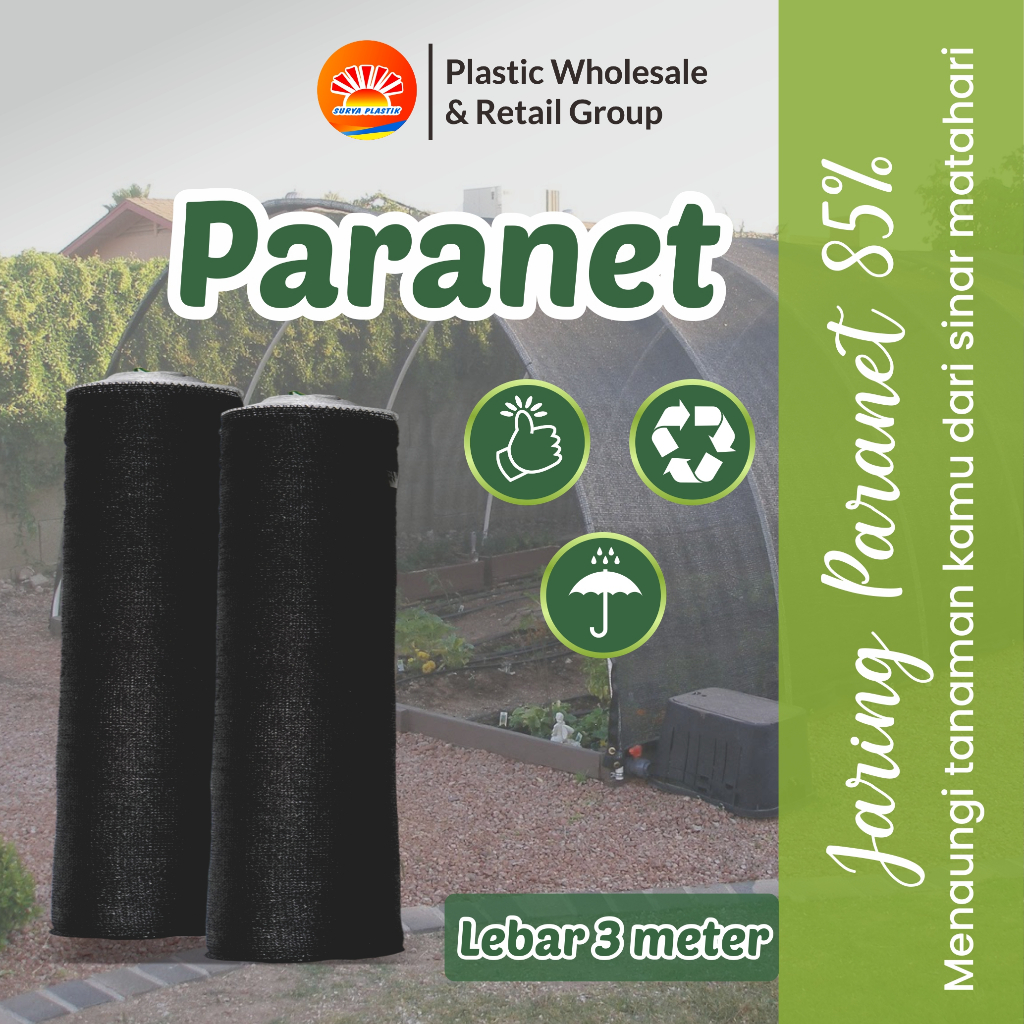 Paranet tanaman/Jaring paranet 85% Rajut segitiga Lebar 3 Meteran Ecer