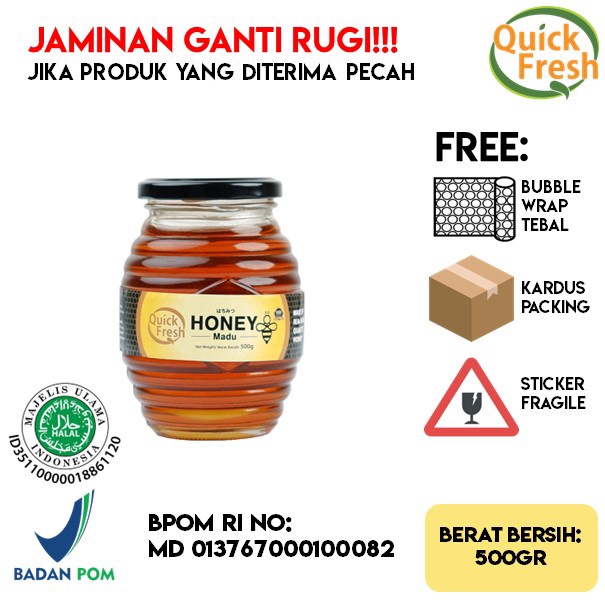 

Bisa COD Madu Murni Asli Quick Fresh Honey 500 gr (Jar Kaca) !!!