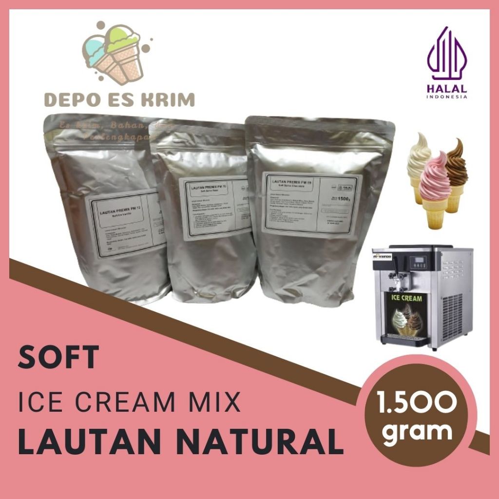 

SOFT Ice Cream LAUTAN Premix 1,5 kg ( Bubuk Es Krim Murah Enak )