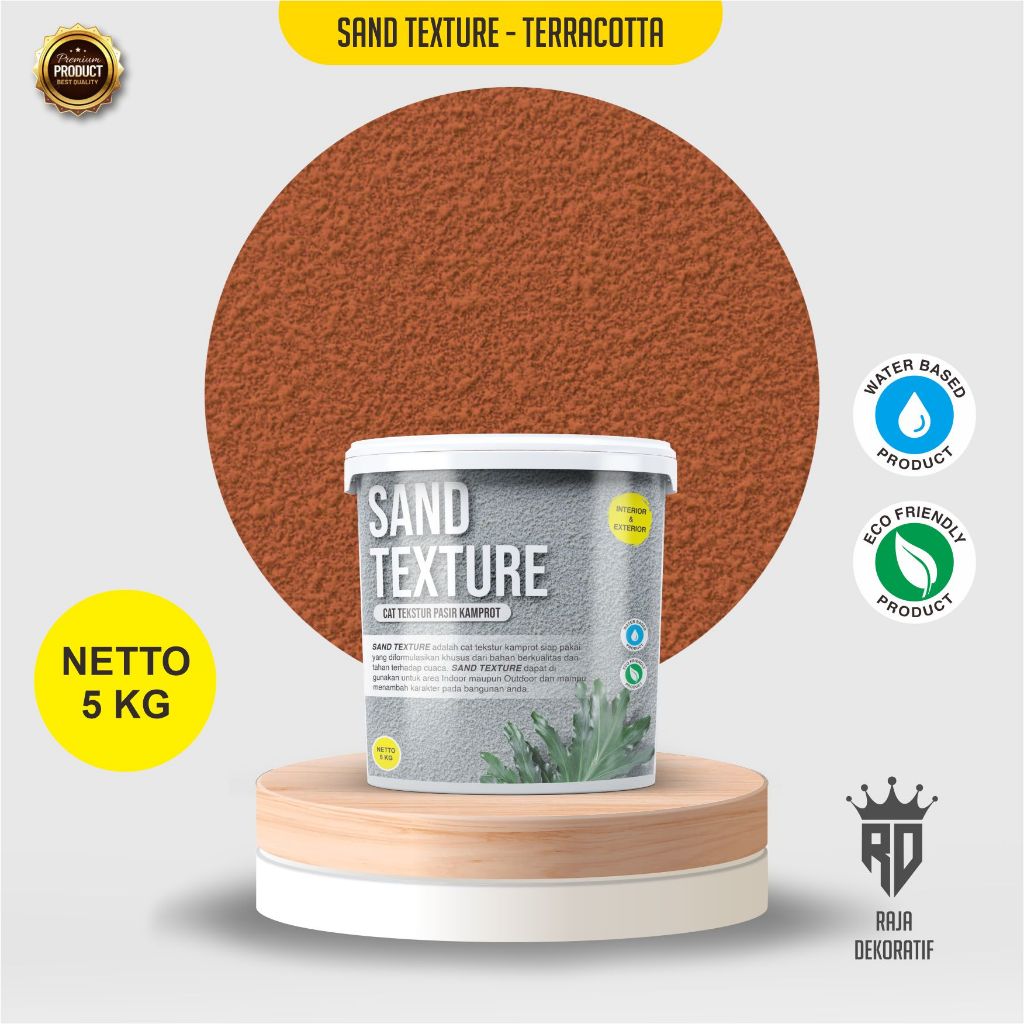 CAT DINDING TEKSTUR KAMPROT - SAND TEXTURE - TERRACOTTA- KEMASAN 5 KG