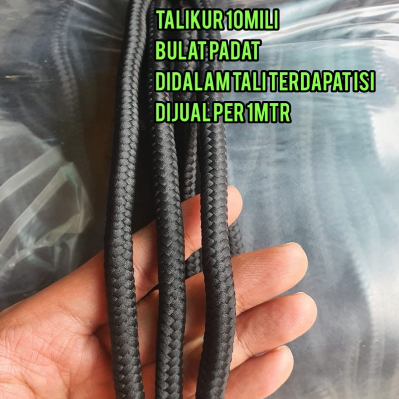 Talikur 10mili Bulat padat 1rol isi 15mtr Tali tas serut/Talii pursik/tali climbing//tali out dorr.Dll(dijual per 15mtr)