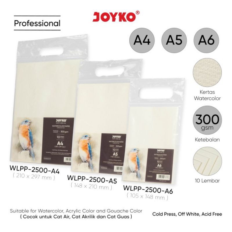 

JOYKO WLPP2500 PROFESSIONAL WATERCOLOR PAPER 300 GSM KERTAS GAMBAR TEBAL UNTUK LUKIS CAT AIR