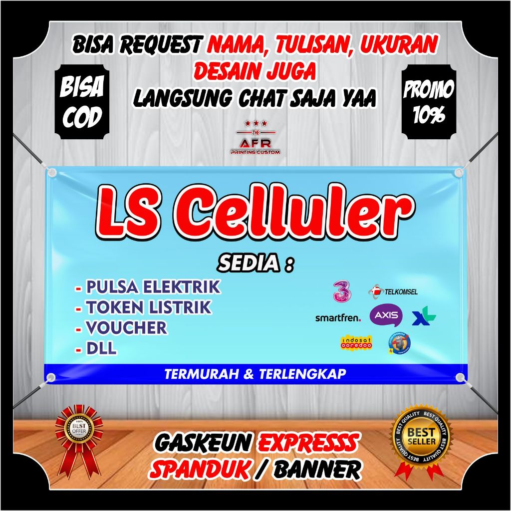 TERBARU - Spanduk Konter Pulsa Banner Toko Konter Jualan Pulsa Custom Berkualitas Bisa Request Palin