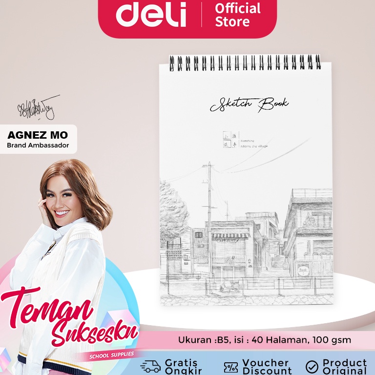 

STAR BRANDS Deli Buku Gambar B5 Vertikal Jilid Spiral, 40 Halaman, Dapat Dibalik 360 Derajat 73628