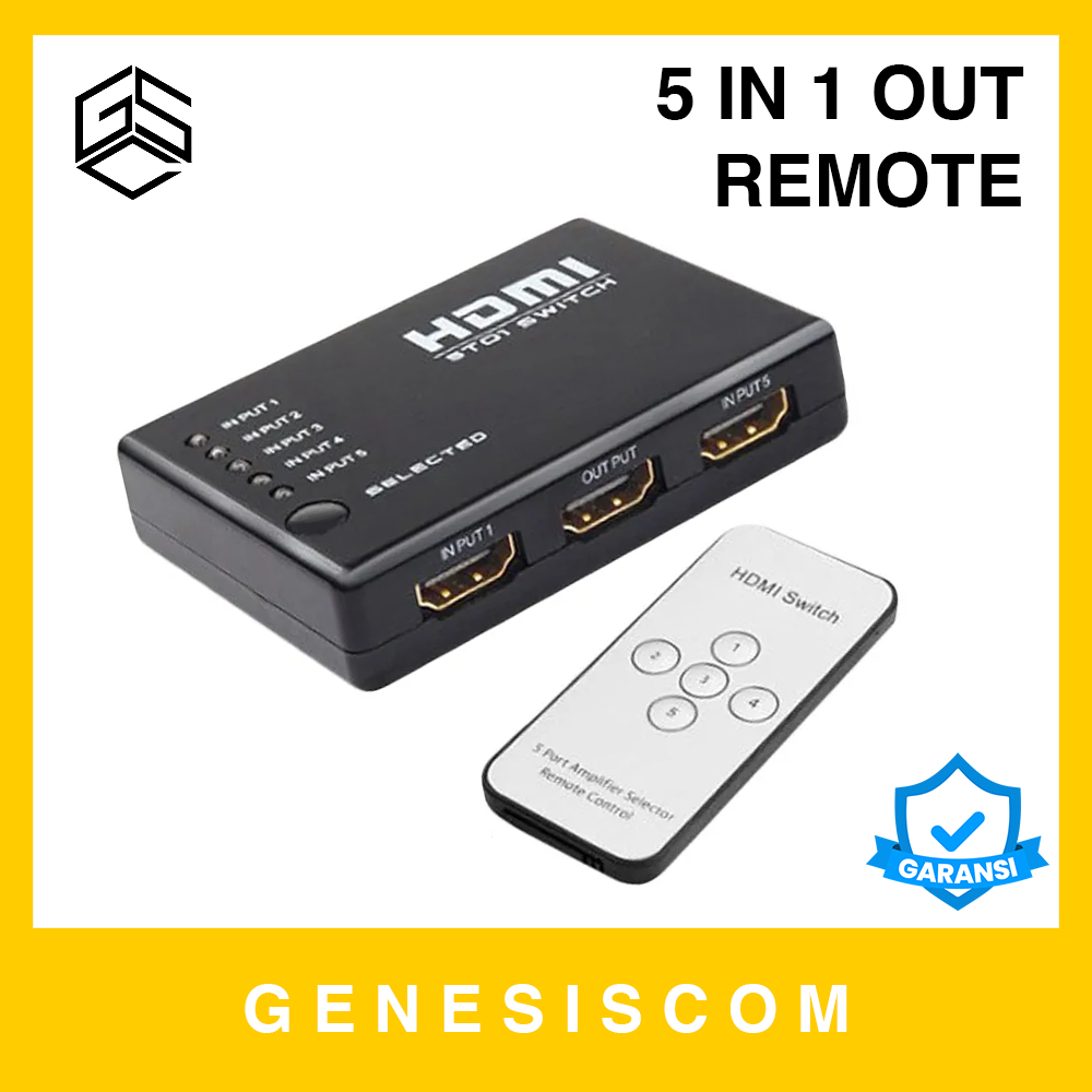 HDMI Switcher 5 Port REMOTE 4K 2K UHD Ultra HD 5 In 1 Out 1-5 5-1 1X5 5X1 Amplifier Selector Switch 