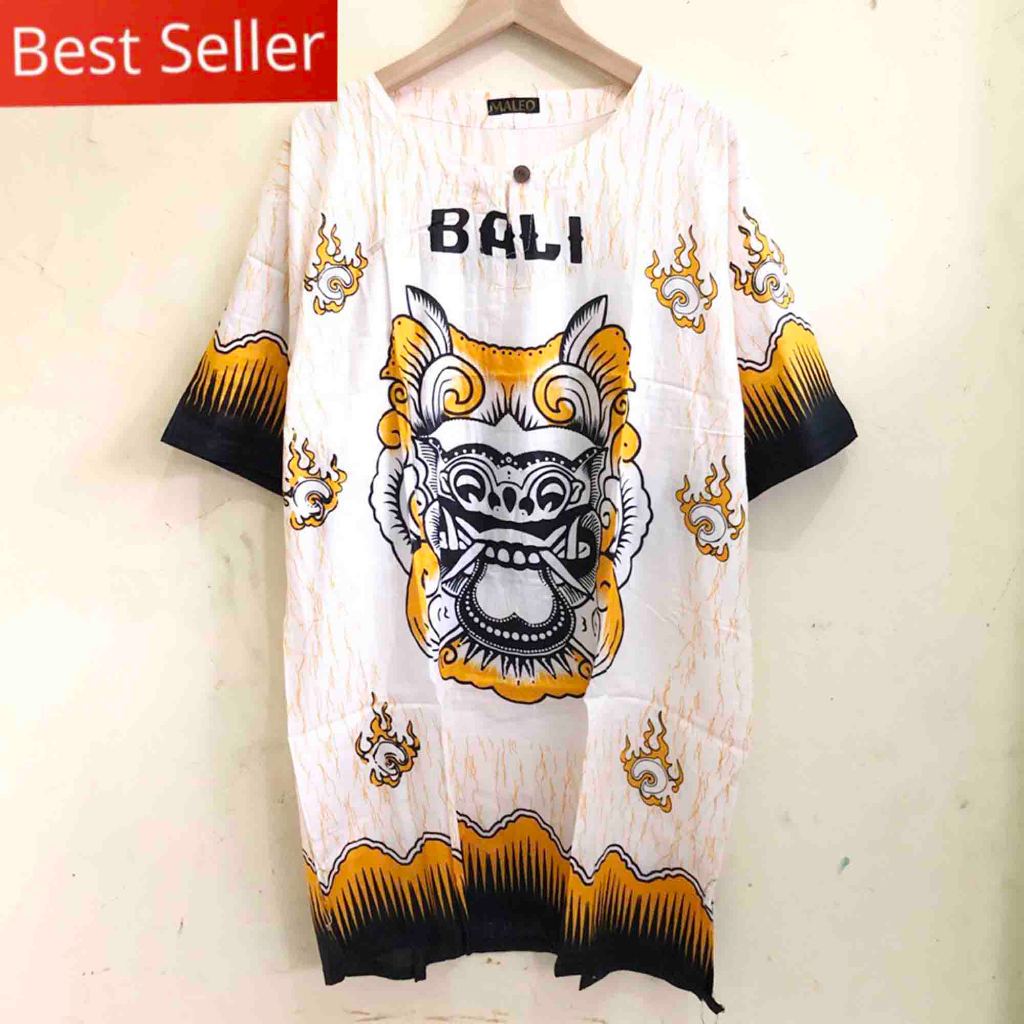 Baju barong bali premium pria dan wanita - baju pantai adem - kaos bali putih