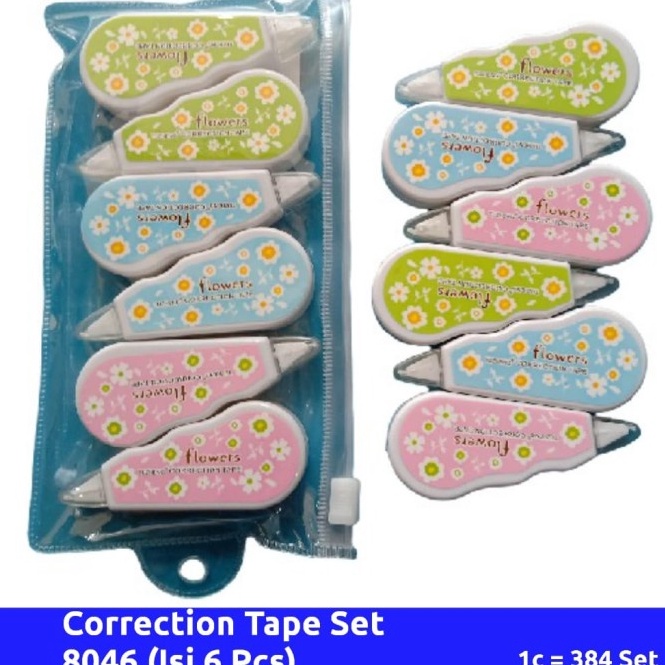 

50 Correction Tape Set 8046 Motif Bunga (Isi 6 Pcs) Diskon