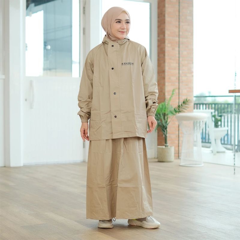 KANZEIN JAS HUJAN SETELAN JAKET ROK WANITA CEWE LENTUR AWET ANTI AIR BY KANZEIN