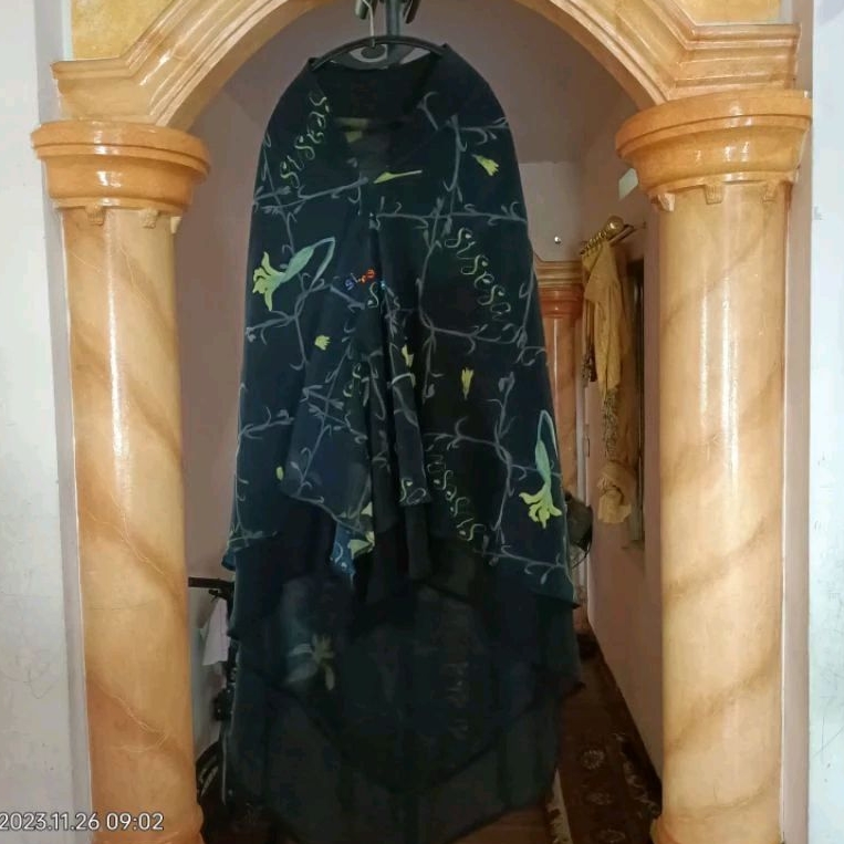 PL Khimar sisesa printing warna hitam Si.Se.Sa black dan aykis printing