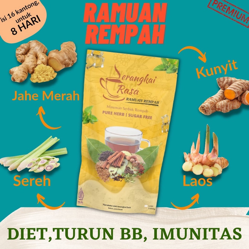 

Import Terlaris [ pouch Kuning ] Teh Detox | Teh celup Rempah | JSR | Imunitas | Ramuan Rempah Serangkai Rasa !