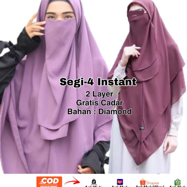 modelTipe TLA200 (Grosir) Hijab Set Cadar 2 Layer 140 cm Jilbab Segi Empat Instant Kerudung SegiEmpa