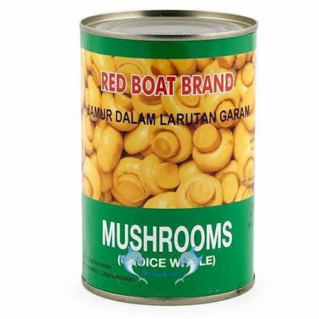 

T73940 Jamur Kancing Kaleng Champignons 425gr / Mushroom red boat brand Choice Whole 10095