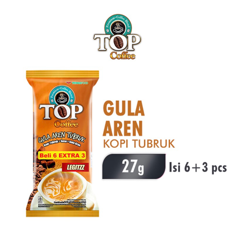 

Top Coffee Kopi Instan Gula Aren Pack 22 gr isi 6 + 3 pcs