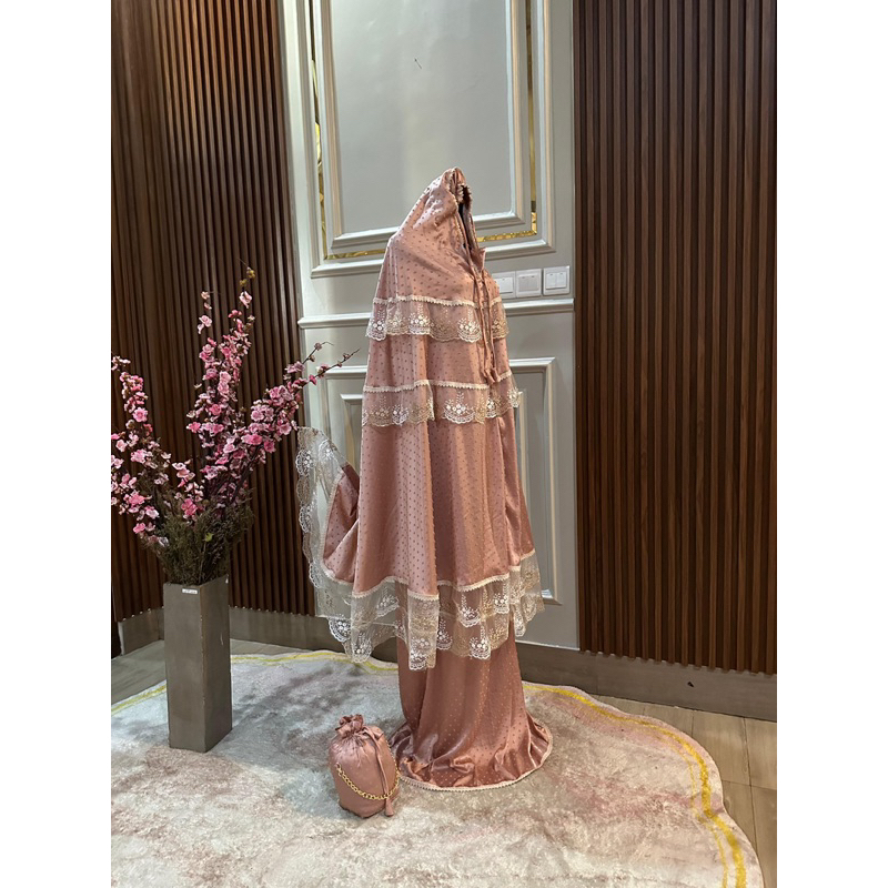 mukena silk uragiri renda tuleu twotone susun