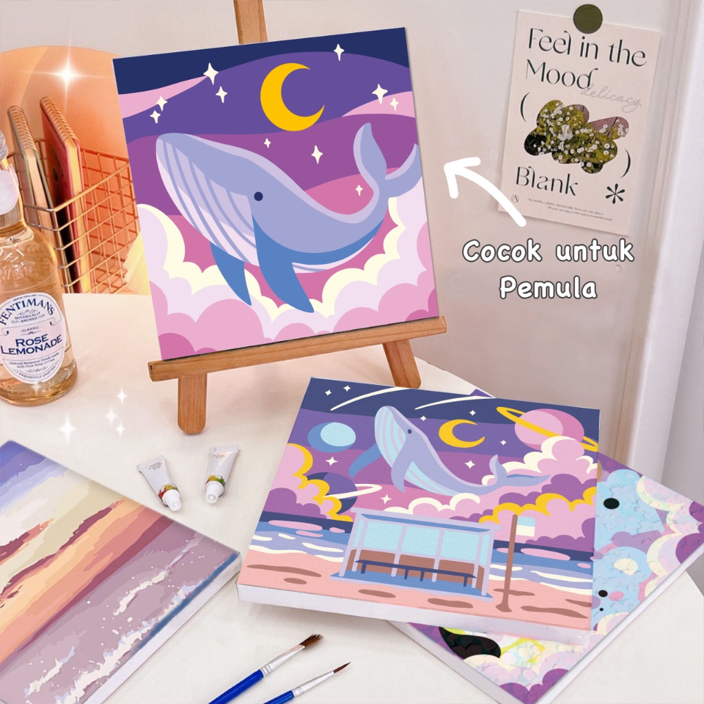 

BRANDS FESTIVAL PAINT BY NUMBER KIT 25x25cm / 20X20cm WHALE - PAINTING KIT DIY !!!