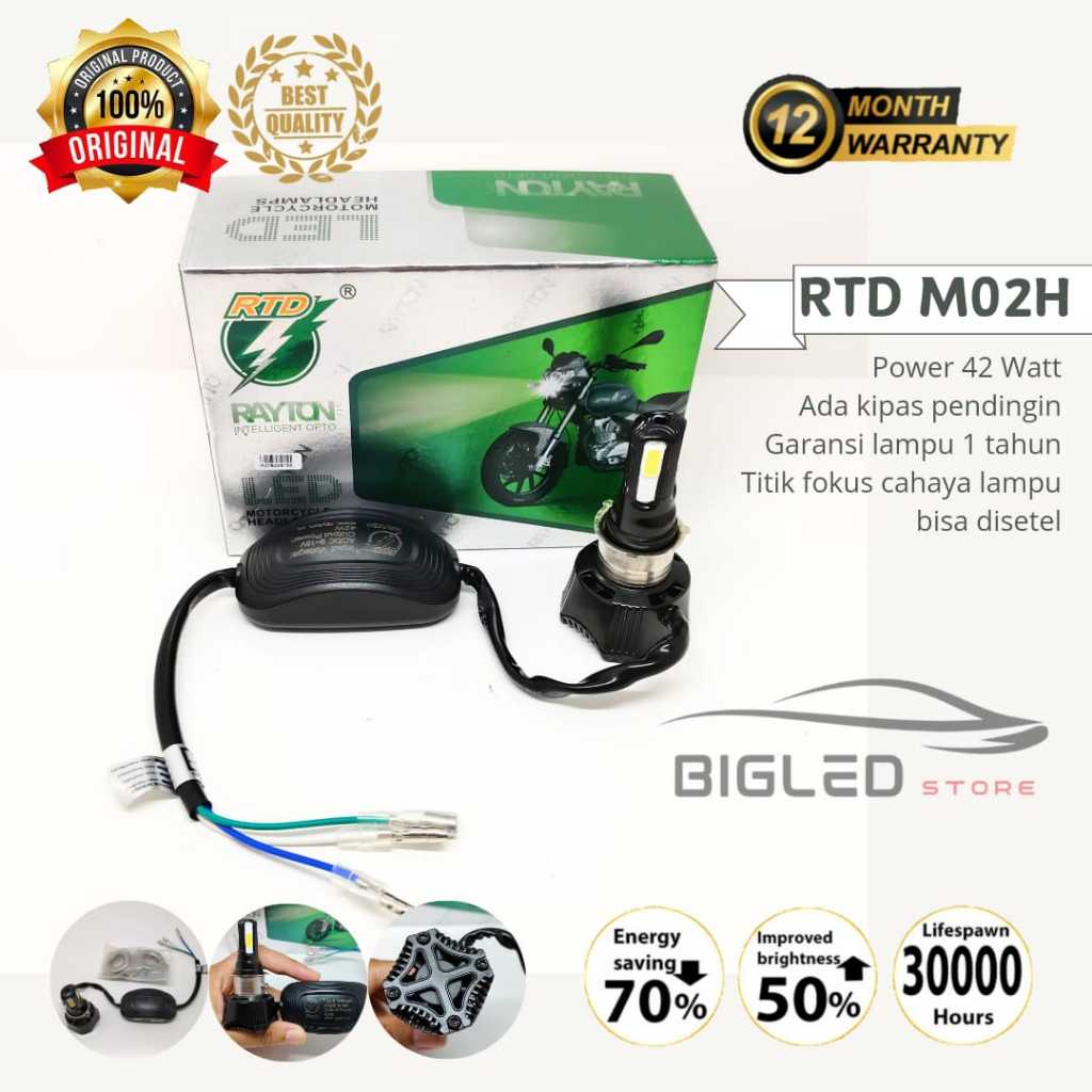 RTD Led Lampu Utama Headlamp LED RTD M02H Original