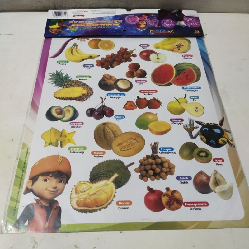 Poster Boboiboy Sayur-Sayuran 2 Bahasa (Indonesia-Inggris)