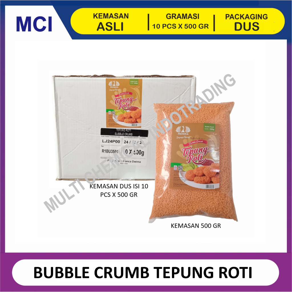 

PRIMERA BUBBLE CRUMB ORANGE TEPUNG ROTI 500 GR - 1 DUS 10 PCS