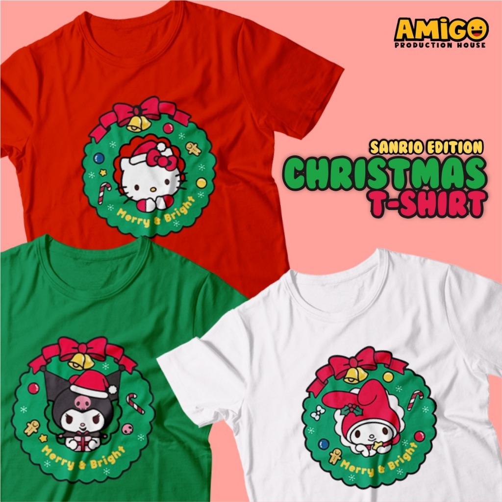 Kaos Sanrio Tema Natal Baju Christmas Premium Couple Family Keluarga
