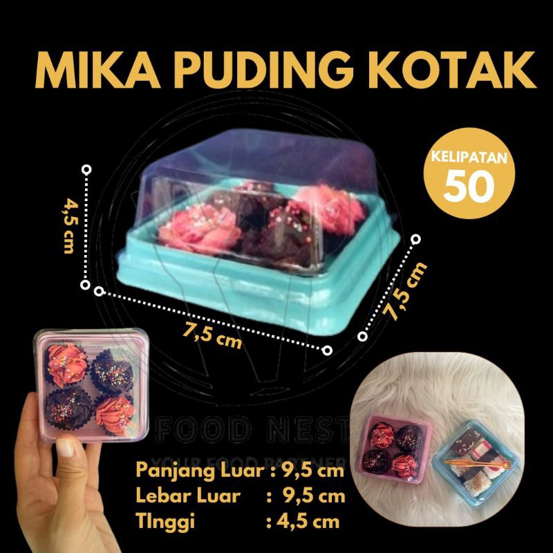 [Isi 50 PC] MIKA MOONCAKE / MIKA PUDING PUDDING KOTAK / MIKA MURAH / MIKA PUDING MINI KOTAK / TRAY M