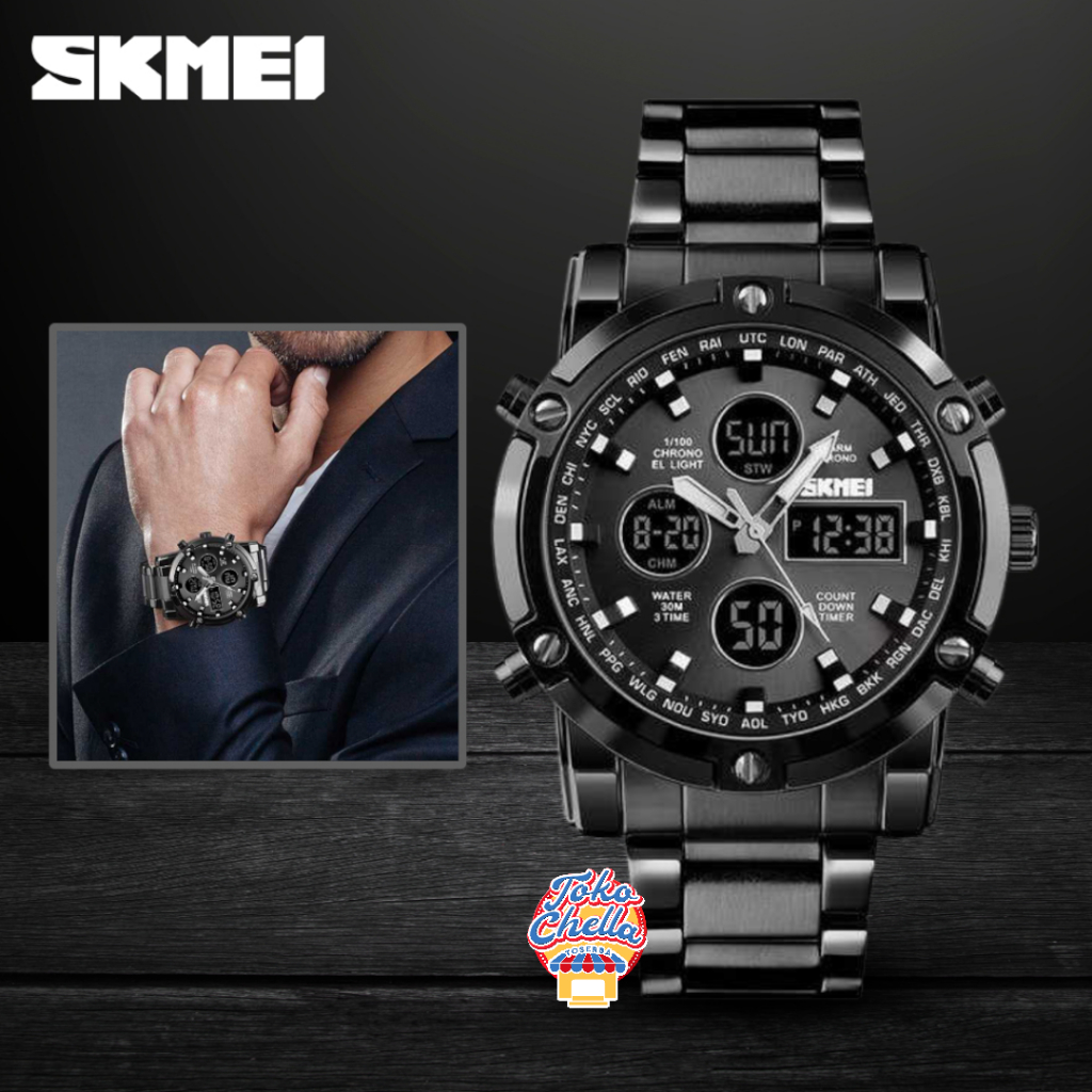 SKMEI Jam Tangan Kasual Digital Analog Pria - 1389 - Black