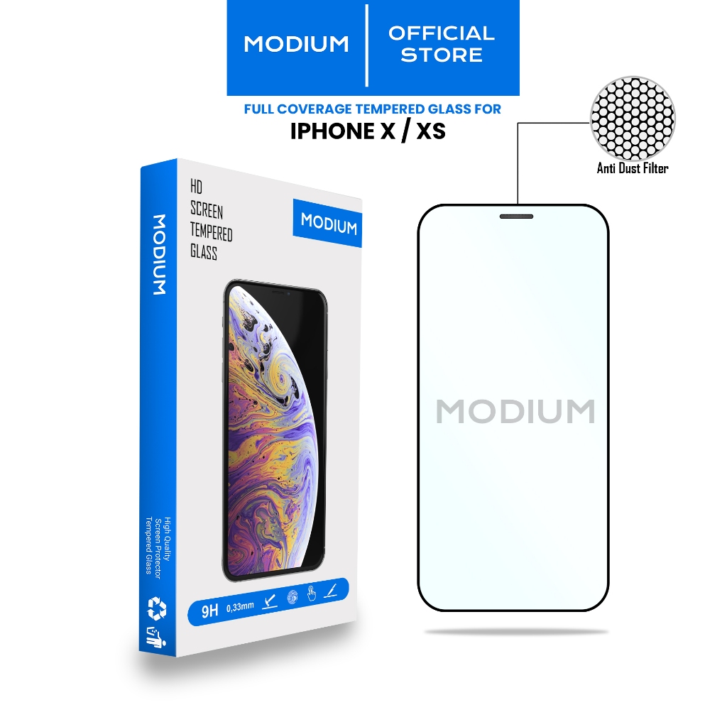 Modium Tempered Glass Anti Gores Full Screen Clear For iphone X Xs Xsmax Xr