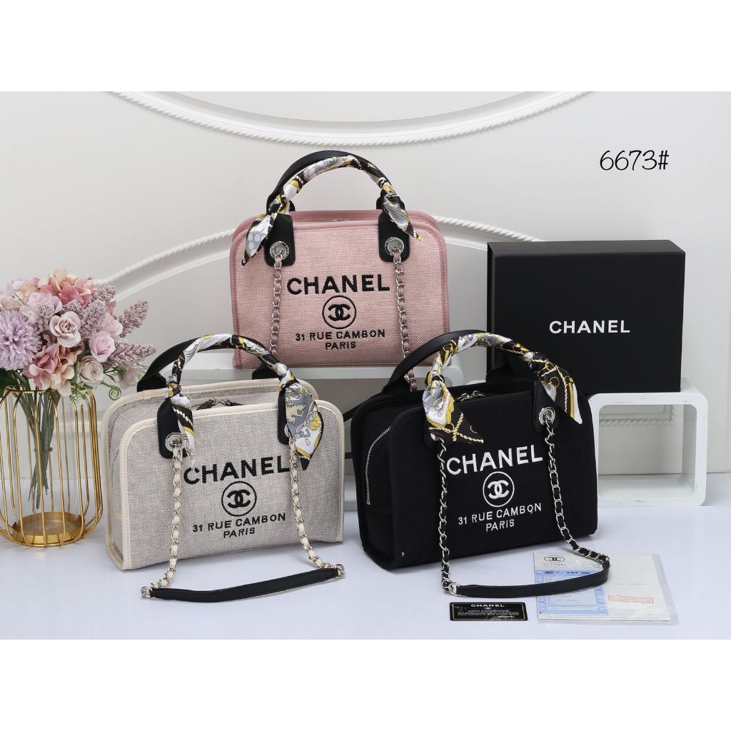 Tas Chanel Deauville NM Bowling Handbag 6673  QAZ 21  batam impor original fashion branded reseller 