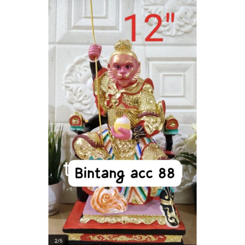 patung dewa kera sakti/sun go kong-kayu-12inch-mt-duduk-s