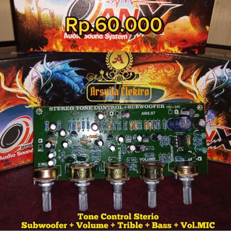 Tone Control Sterio (Subwoofer + Volume + Trible + Bass + Vol. Mic)
