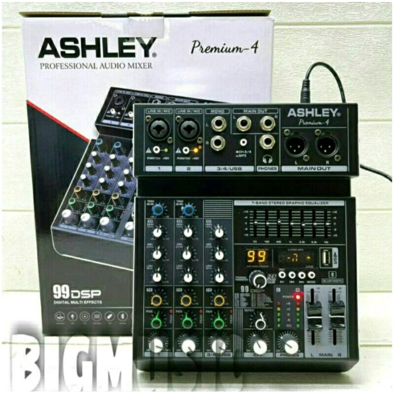 Mixer Ashley Premium 4 - Hardwell Reverb 4 Original 4 Channel Bluetooth - USB With Soundcard