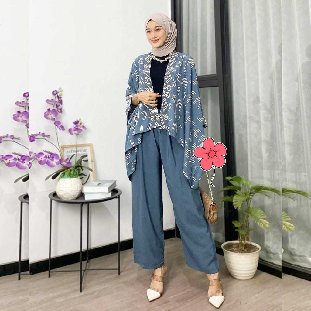 [Realpict] - Kania One Set Wanita Kekinian Hijab Ootd Set Kantoran Casual | Set Celana Dan Outer Wan