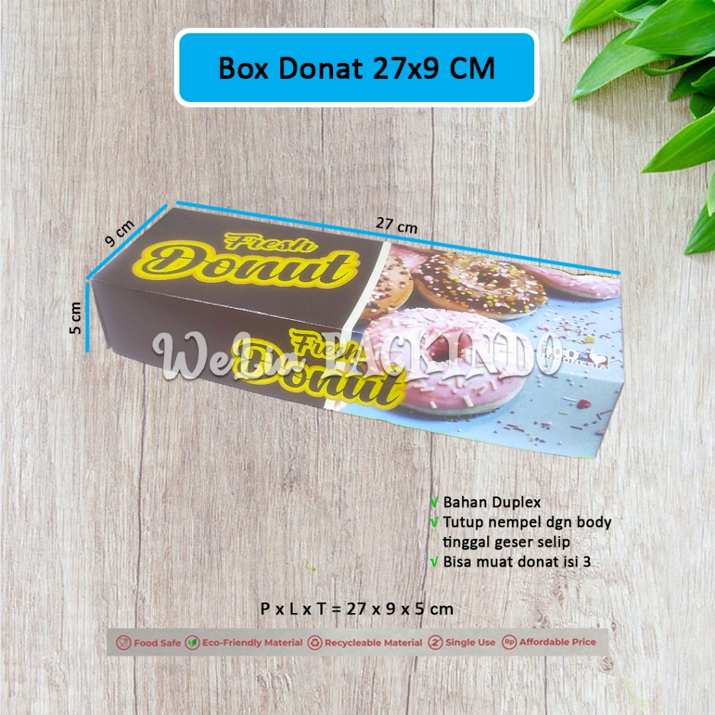 

[1 PCS] Box Donat 27x9x5 Motif Fresh Donut / Box untuk isi 3 pcs Donat / Kotak Dus Model GS