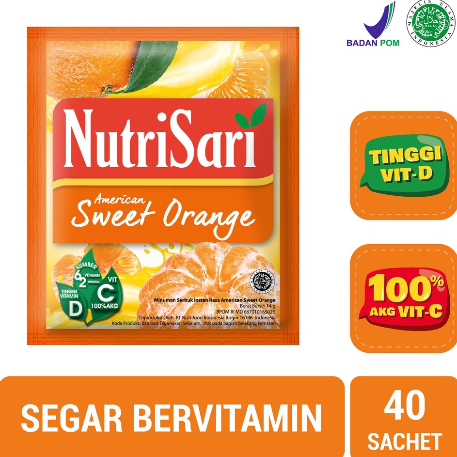 

[KODE PRODUK PBQKU6599] NutriSari American Sweet Orange 40 Sachet - Minuman Buah Vitamin C
