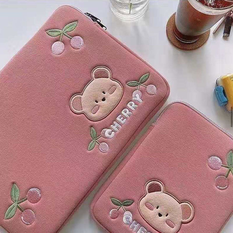 sarung ipad laptop tas tablet macbook air pro lucu gambar beruang premium berkualitas tebal 11 13
