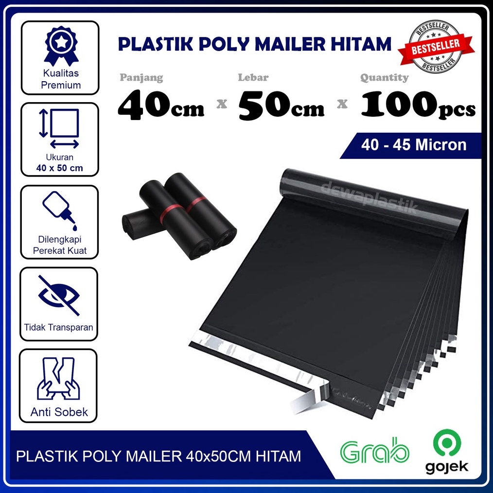 

HOT Product Plastik Packaging Poly Mailer Hitam Glossy 40x50 cm Isi 100pcs Amplop Kemasan Polymailer LDPE 40-45 Micron 40 x 50 cm Plastik Packing Isi 100 Pcs Kantong Plastik Olshop 45 Micron 40 x 50cm 