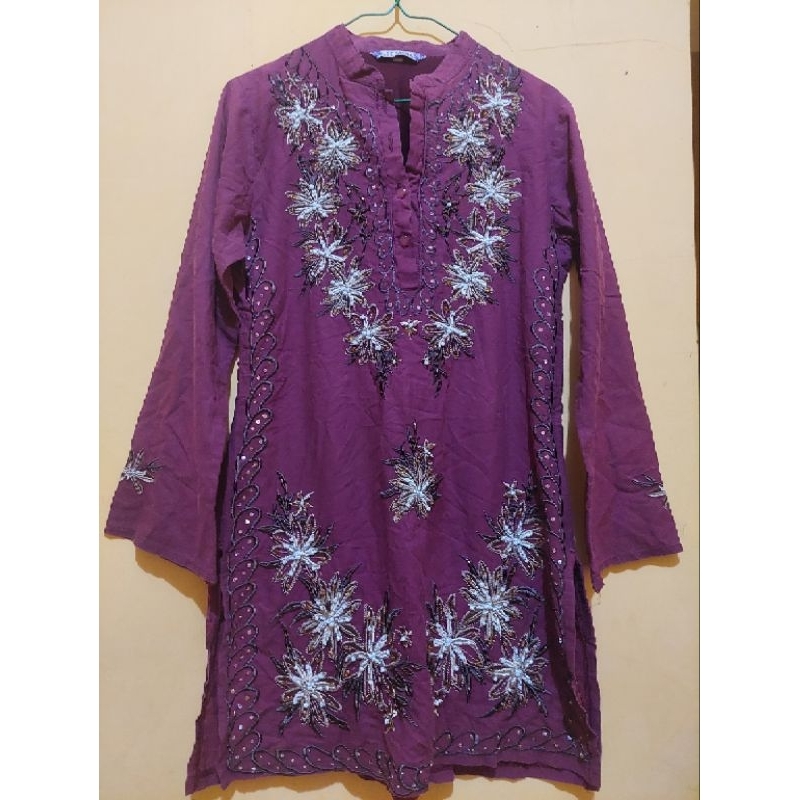 Atasan wanita gamis tunik full bordir preloved second