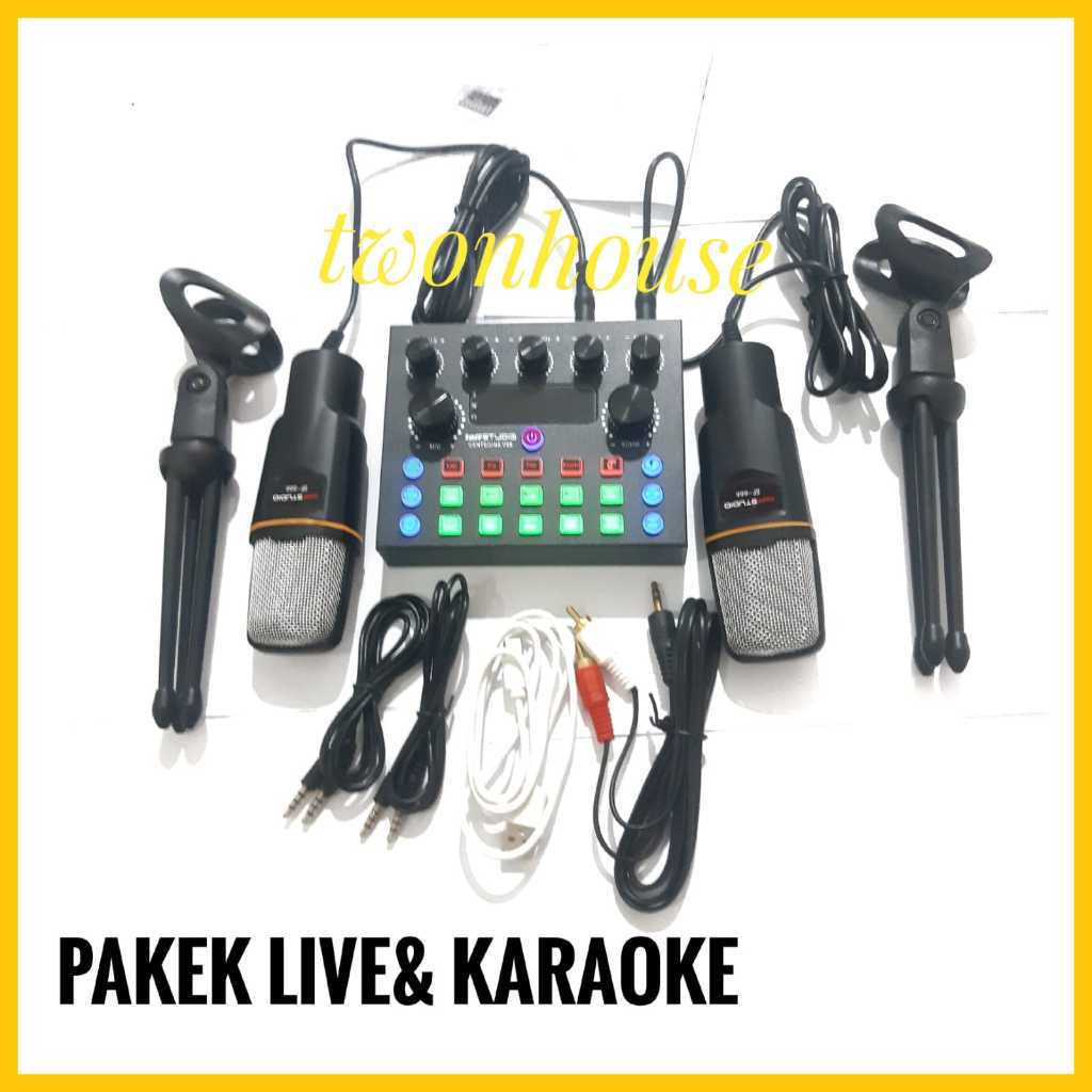 ALAT karaoke dan live steraming  PC SALON MOBIL DAN TV HP Paket Lengkap Rekaman Mic Condenser Tripod