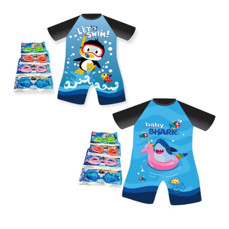 baju renang anak laki laki+KACAMATA RENANG/baju renang anak laki laki +kacamata renang usia 2-11 tah