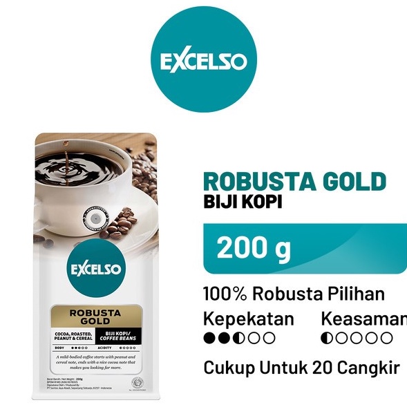 

QMXQ4401 8.8 KOPI PREMIUM EXCELSO ROBUSTA GOLD Isi 200Gr Bubuk & Biji Original