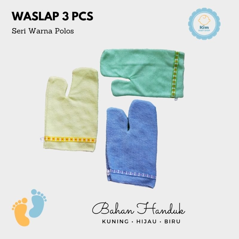 Waslap 3 Pcs - Waslap Handuk, Waslap Lembut, Waslap Polos