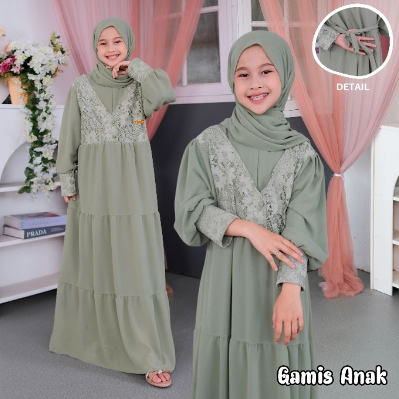 Gamis Muslim Anak Mix Burkat Plus Pasmina Bahan Ciruty Pull Puring