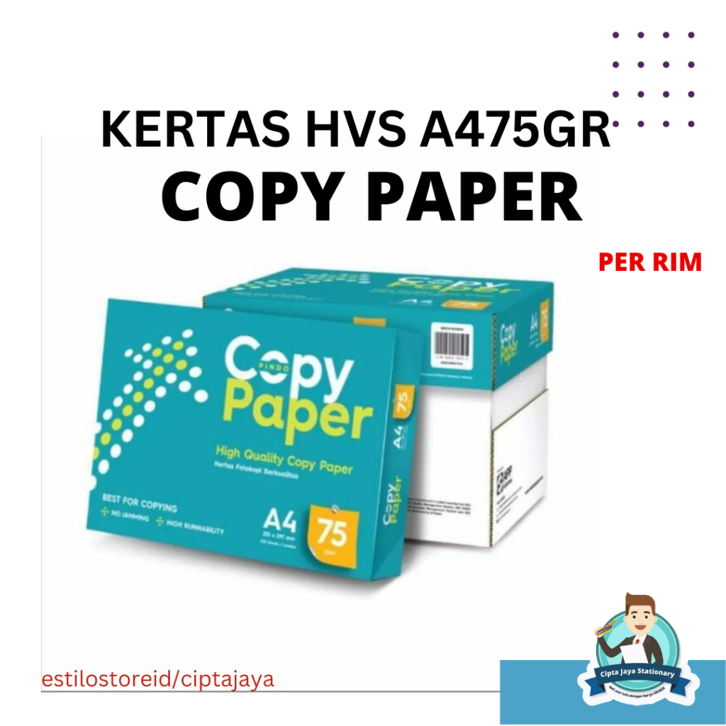 

KERTAS HVS FOTO COPY A4 75 GRAM COPY PAPER