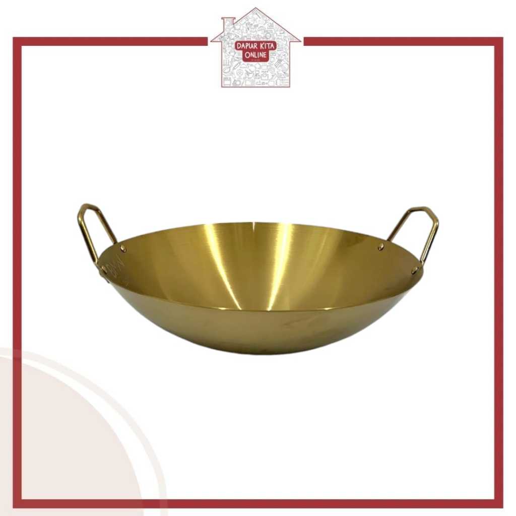 WAJAN PENGGORENGAN STAINLESS GOLD WAJAN ANTI LENGKET WARNA EMAS / WAJAN STAINLESS ANTI LENGKET /