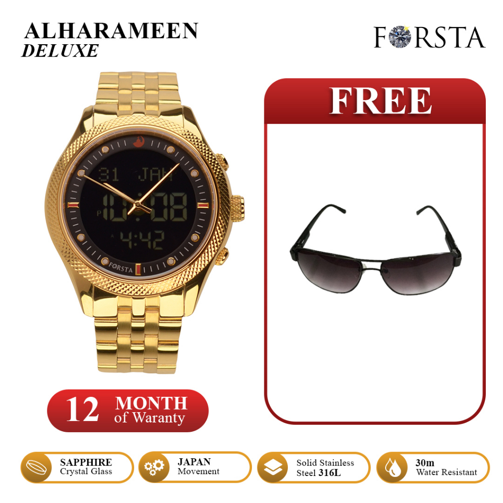 Jam Tangan Forsta Al Harameen Deluxe All Gold Jam Tangan Muslim