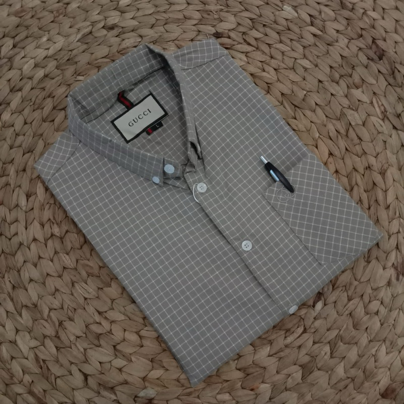 GUCCI ORIGINAL // KEMEJA GUCCI KOTAK- KOTAK FORMAL Lengan Pendek terbaru// KEMEJA GUCCI IMPORT QUALI