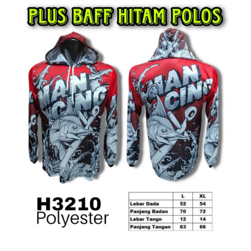 Baju Jersey Mancing Plus Baff Hitam Polos Kaos Jersey Mancing Plus Baff Hitam Polos Lengan Panjang