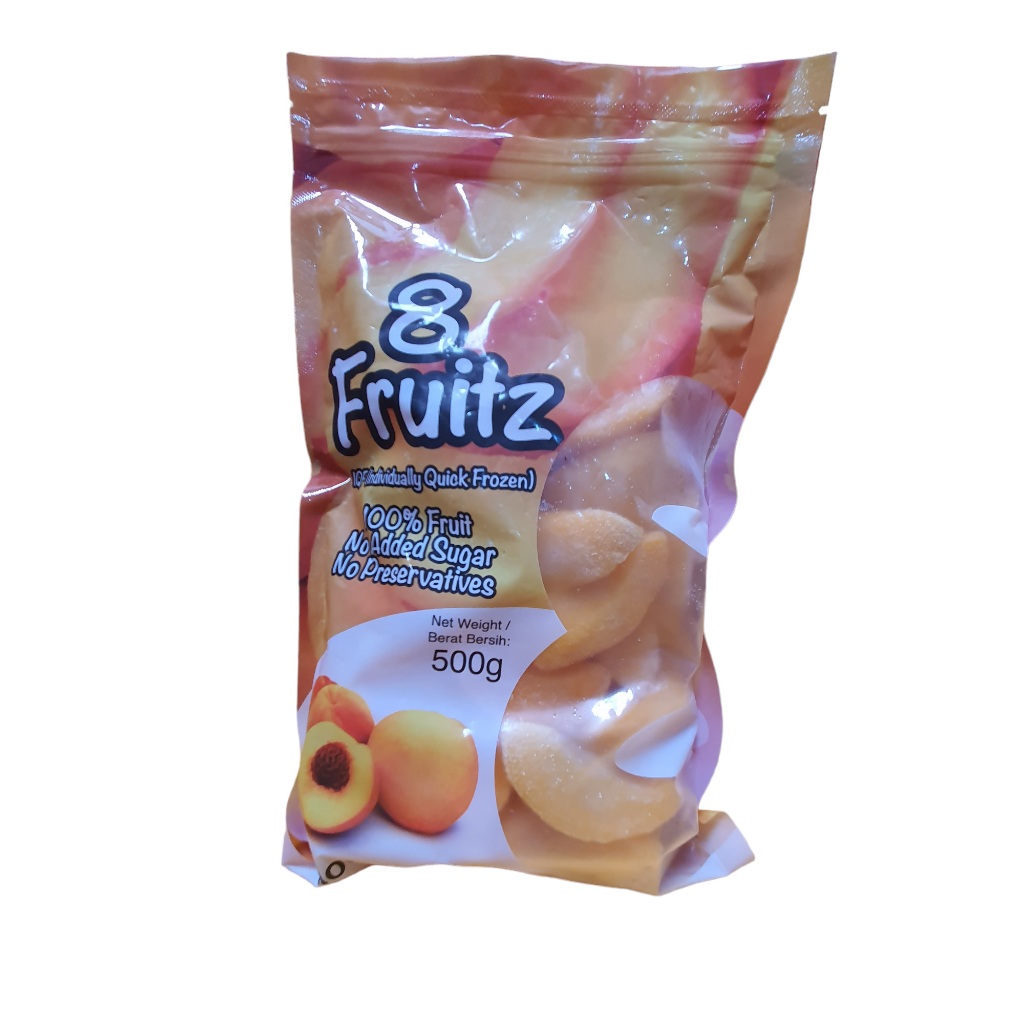 

Buah beku impor yellow peach IQF 8 fruitz