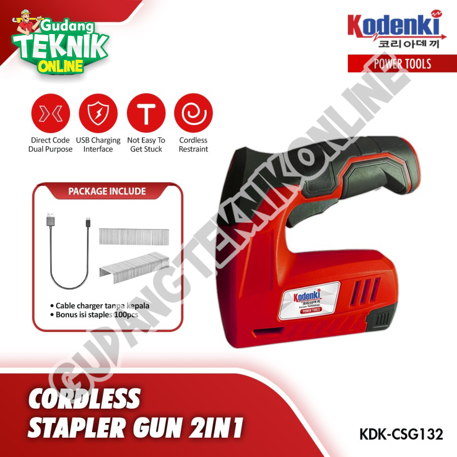 

Staples Gun CORDLESS 2in1 KODENKI KDK-CSG132 4V / Alat Stapler Staples Paku Tembak BATERAI KDK CSG132 - Cordless Stapler Gun KODENKI