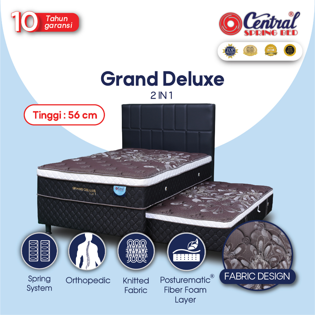 Kasur Central springbed 2 in 1 Grand Deluxe plushtop - kasur sorong spring bed central